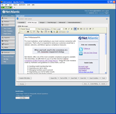 Email Marketing Screenshots | Net Atlantic